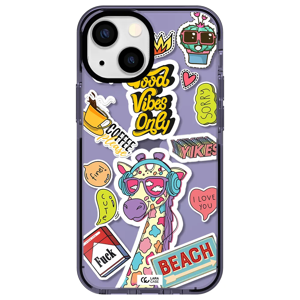 Giraffe Sticker Apple iPhone 15 impact Lilac Case