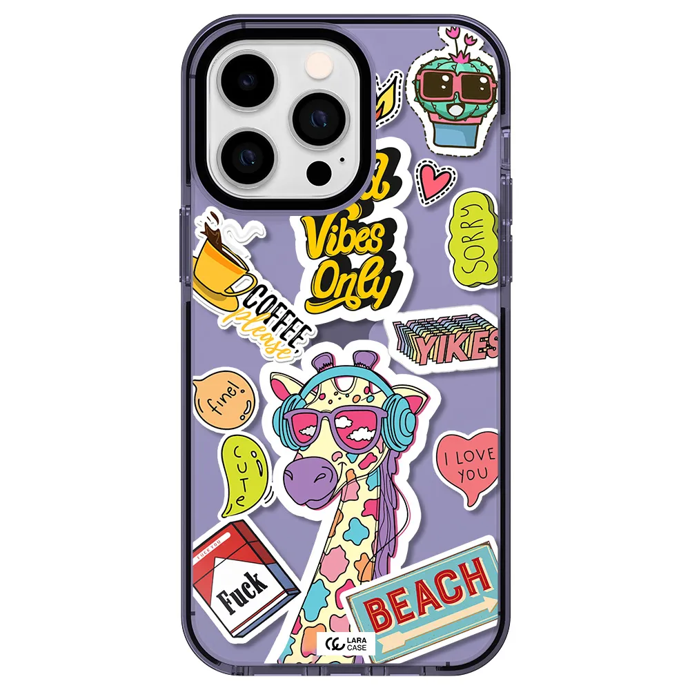 Giraffe Sticker Apple iPhone 15 Pro impact Lilac Case