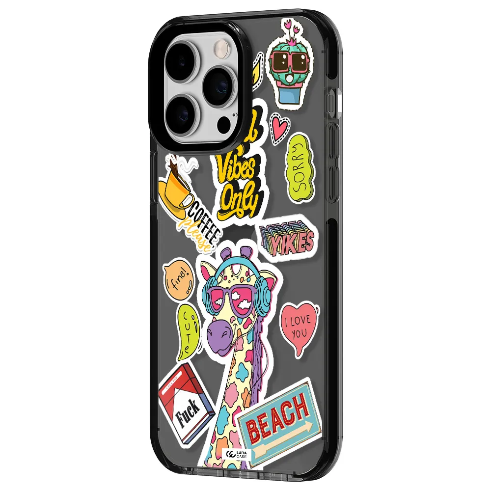 Giraffe Sticker Apple iPhone 15 Pro impact Smoke Black Case