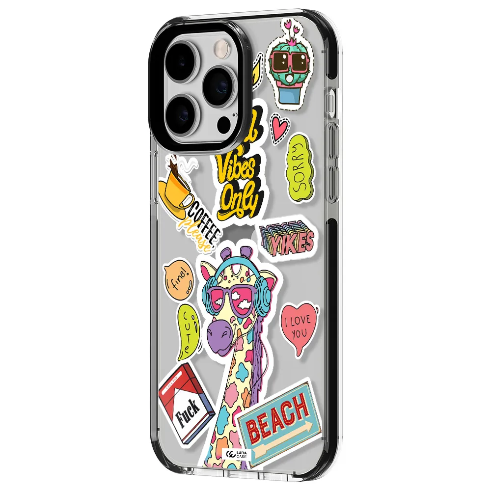 Giraffe Sticker Apple iPhone 15 Pro Max impact black border Case