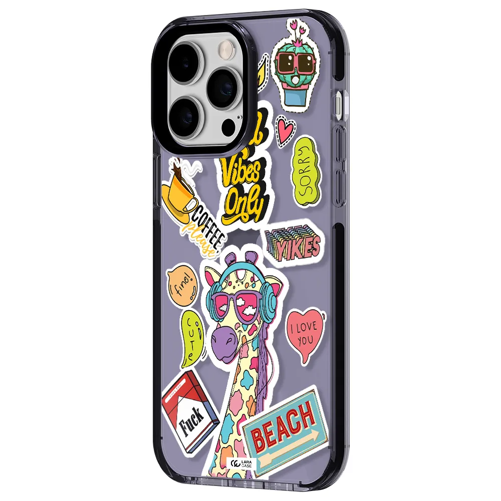 Giraffe Sticker Apple iPhone 15 Pro Max impact Lilac Case