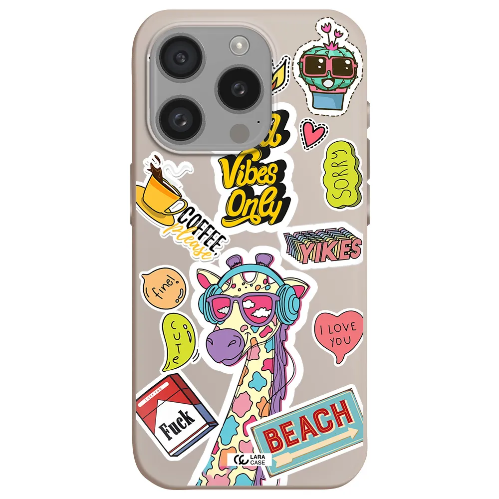 Giraffe Sticker Apple Iphone 15 Pro Silicone Stone Case