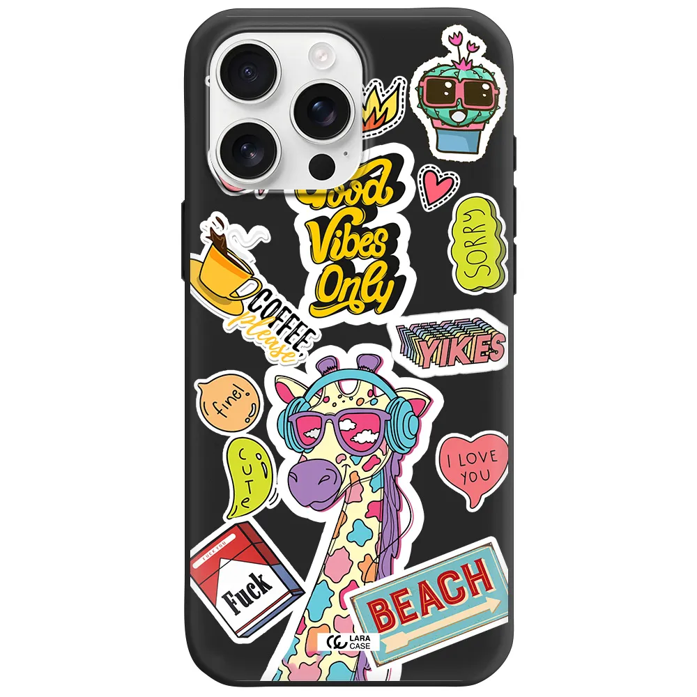 Giraffe Sticker Apple Iphone 16 Pro Max Silicone Black Case