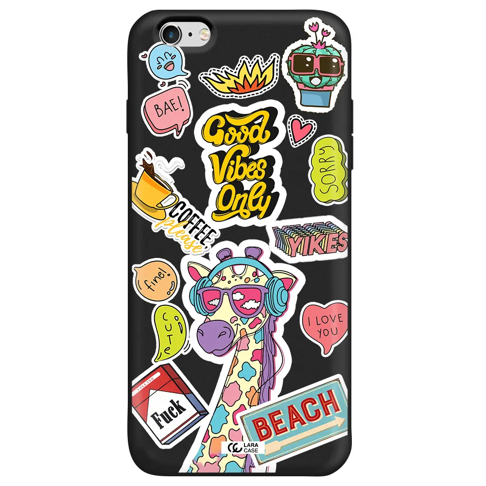 Giraffe Sticker Apple iPhone 6 plus Silicone black Case