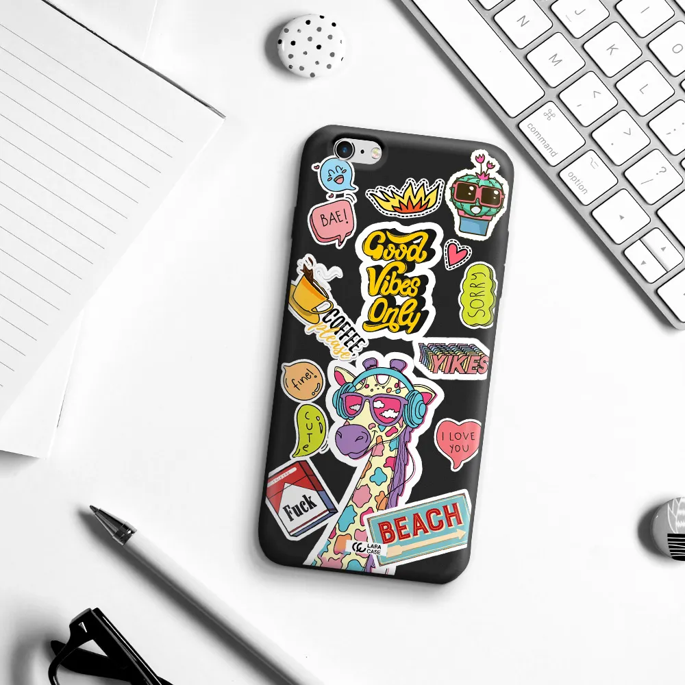 Giraffe Sticker Apple iPhone 6 plus Silicone black Case