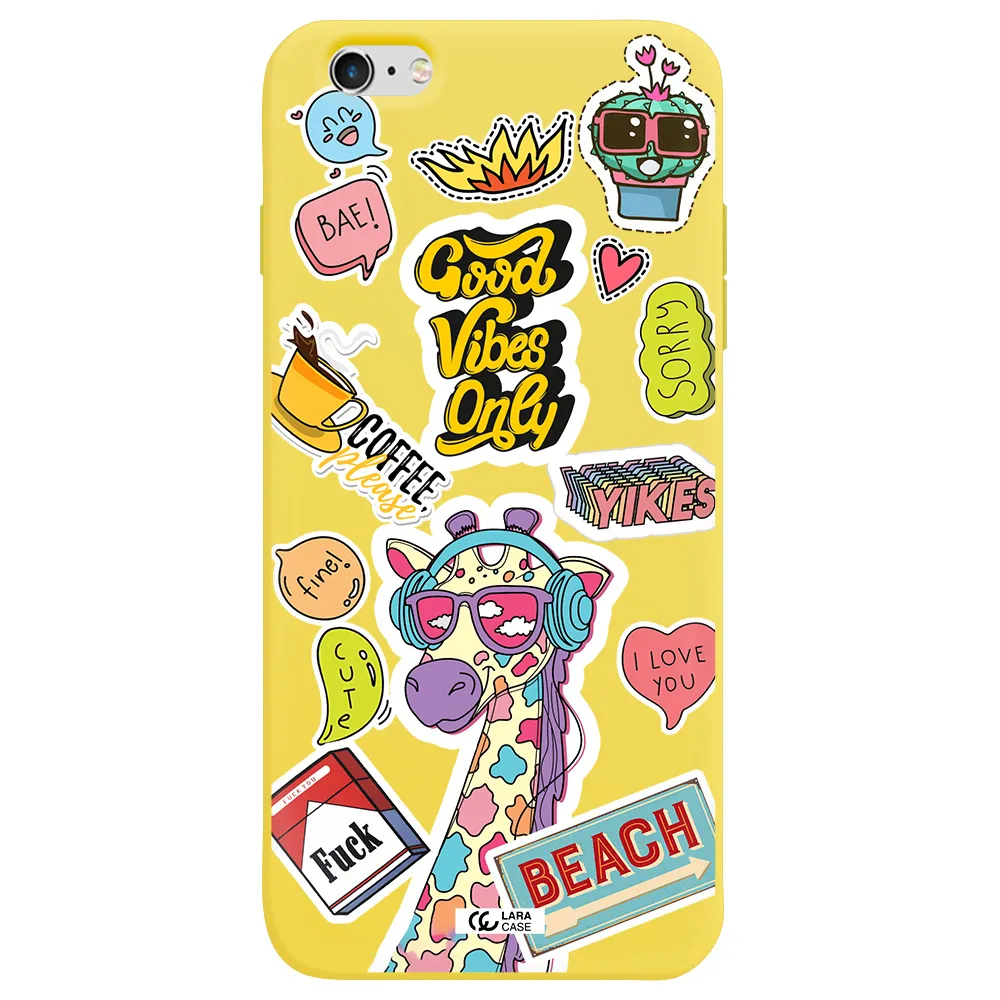 Giraffe Sticker Apple iPhone 6 plus Silicone canary yellow Case