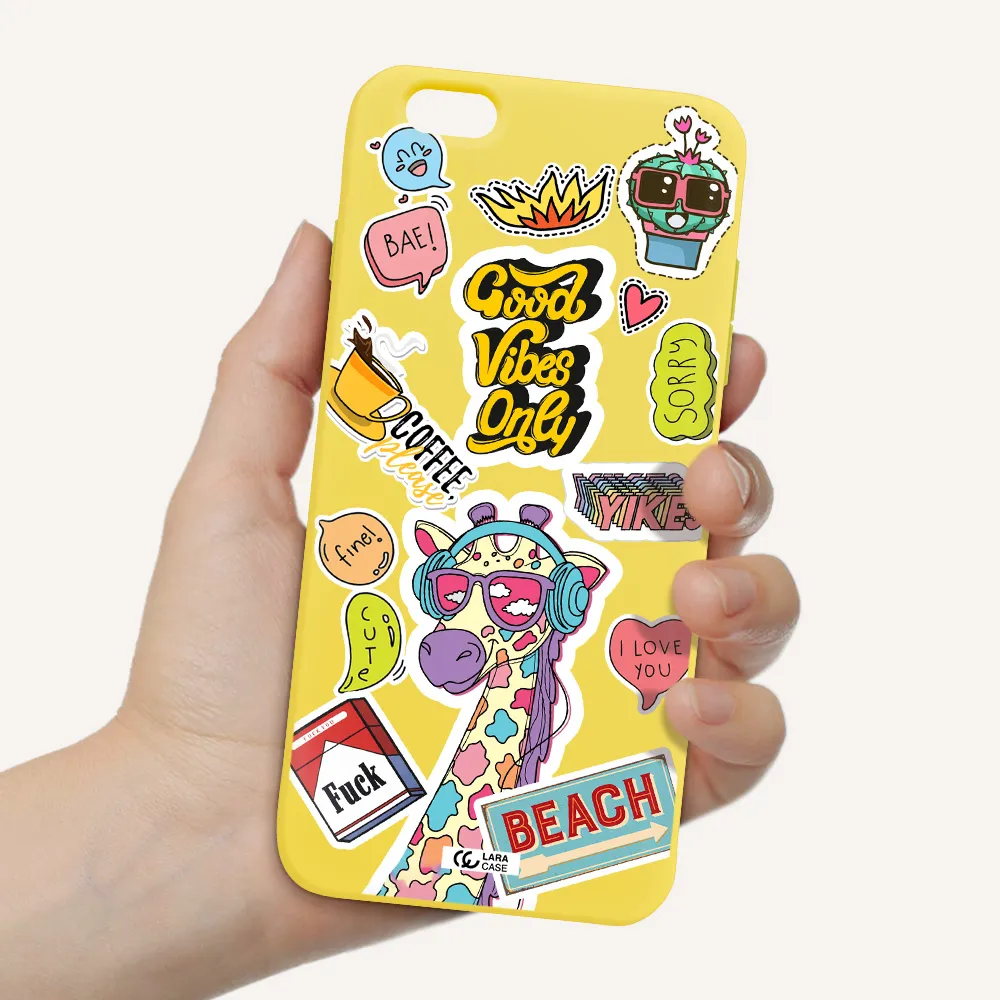 Giraffe Sticker Apple iPhone 6 plus Silicone canary yellow Case