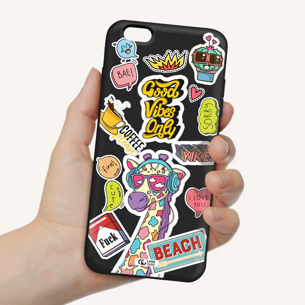 Giraffe Sticker Apple iPhone 6 s plus Silicone black Case