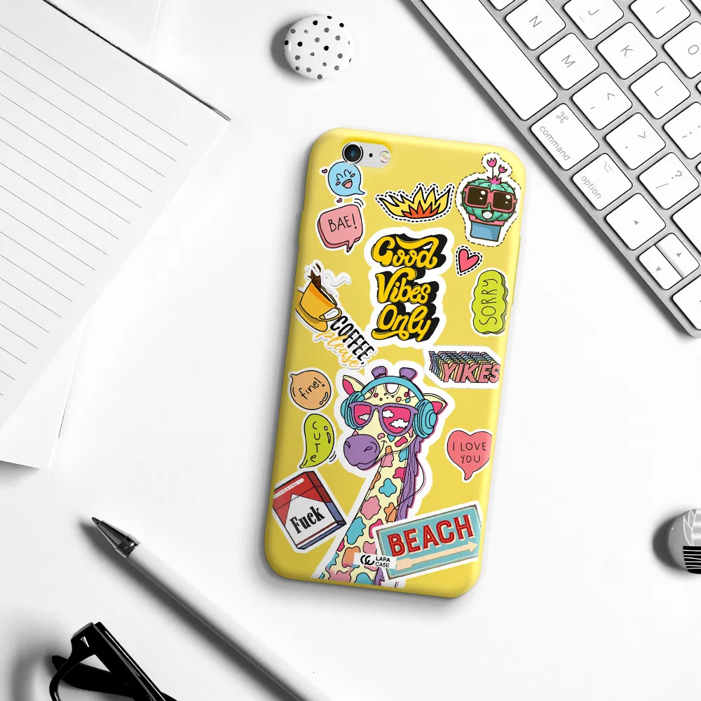 Giraffe Sticker Apple iPhone 6 s plus Silicone canary yellow Case