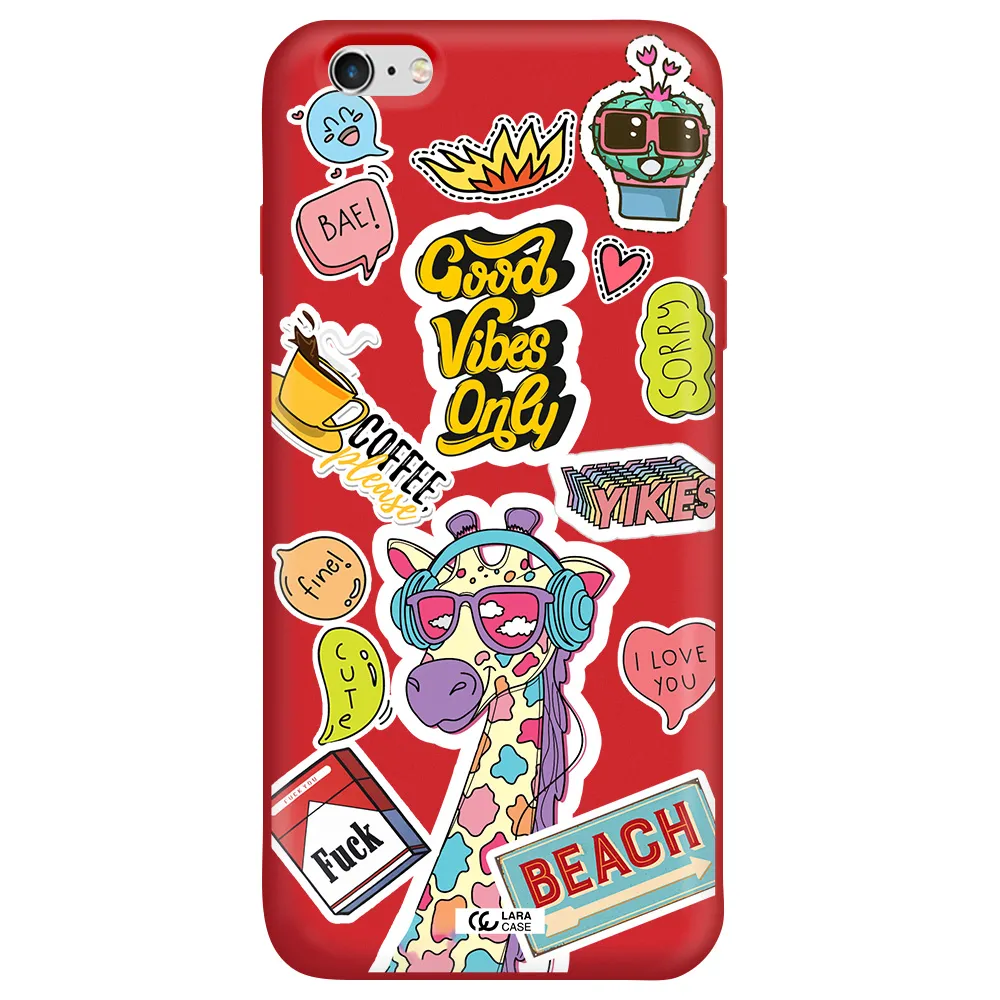 Giraffe Sticker Apple iPhone 6 s plus Silicone Imperial Red Case