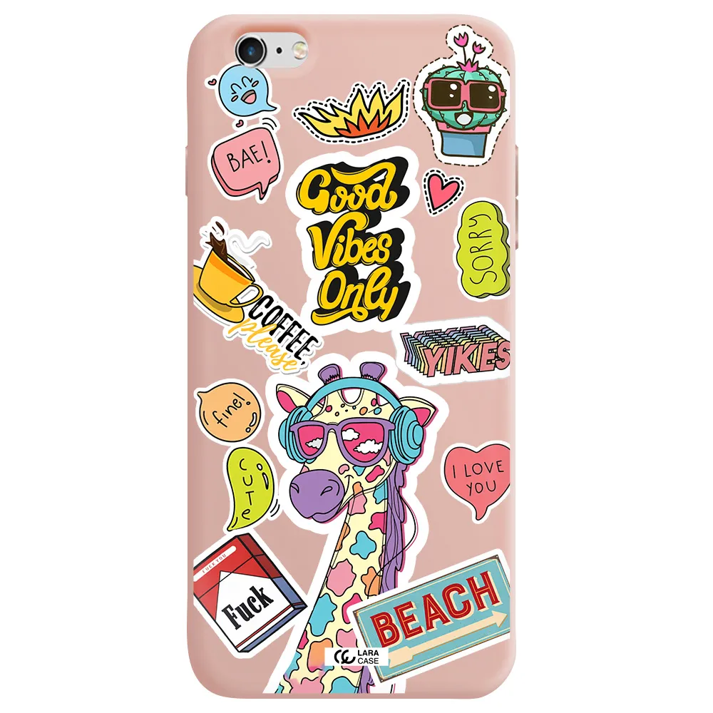 Giraffe Sticker Apple iPhone 6 s plus Silicone pastel pink Case