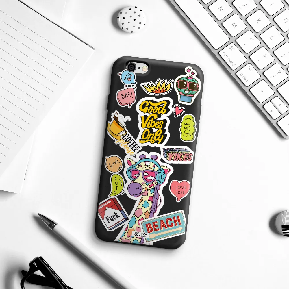 Giraffe Sticker Apple iPhone 6 Silicone black Case