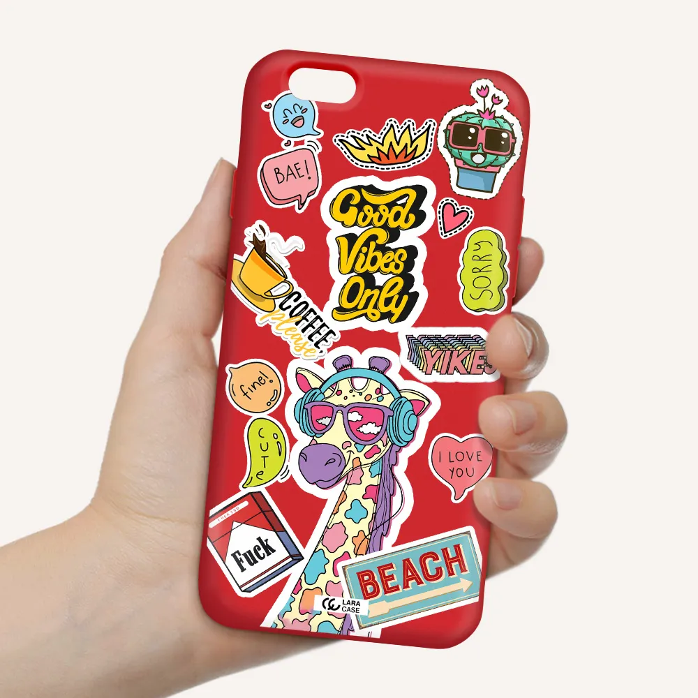 Giraffe Sticker Apple iPhone 6 Silicone Imperial Red Case