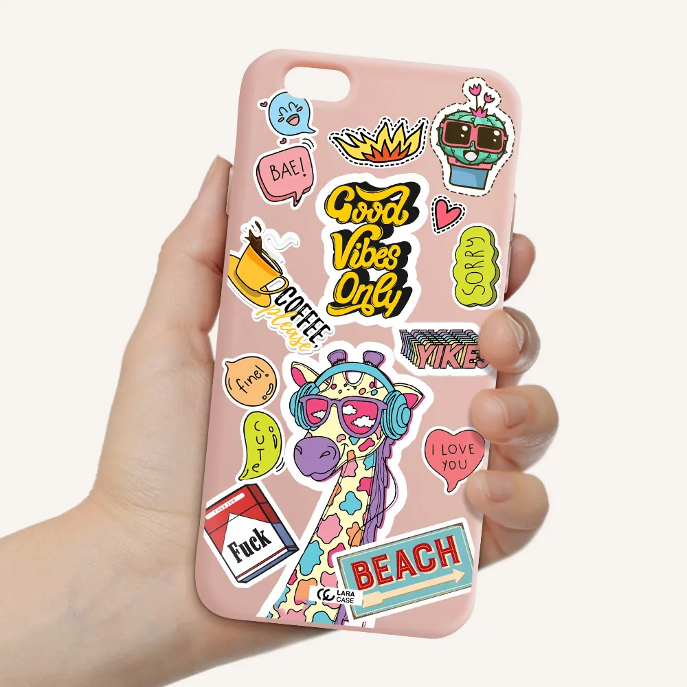 Giraffe Sticker Apple iPhone 6 Silicone pastel pink Case