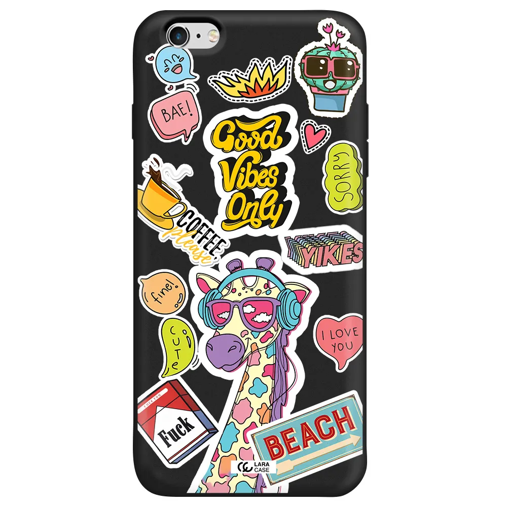 Giraffe Sticker Apple iPhone 6S Silicone black Case
