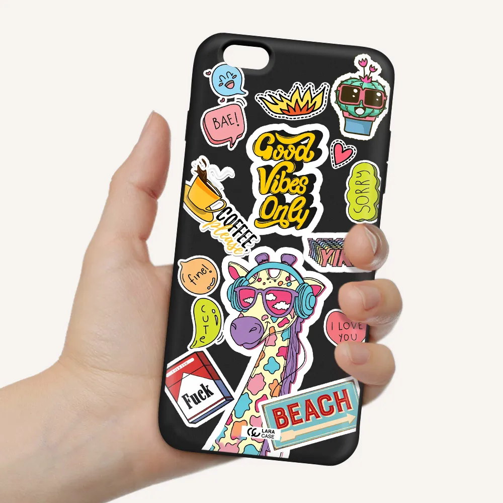 Giraffe Sticker Apple iPhone 6S Silicone black Case