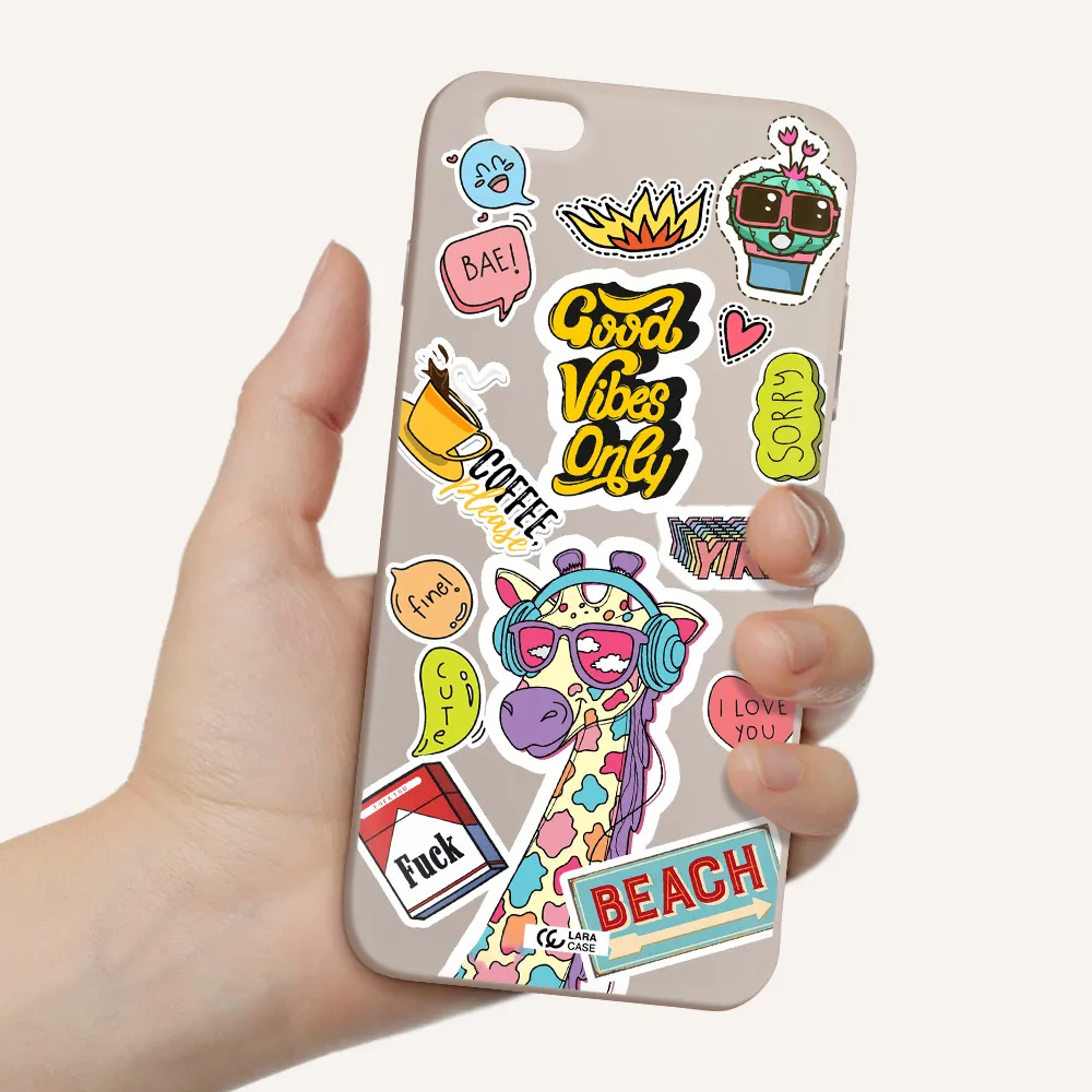Giraffe Sticker Apple iPhone 6S Silicone Stone Case