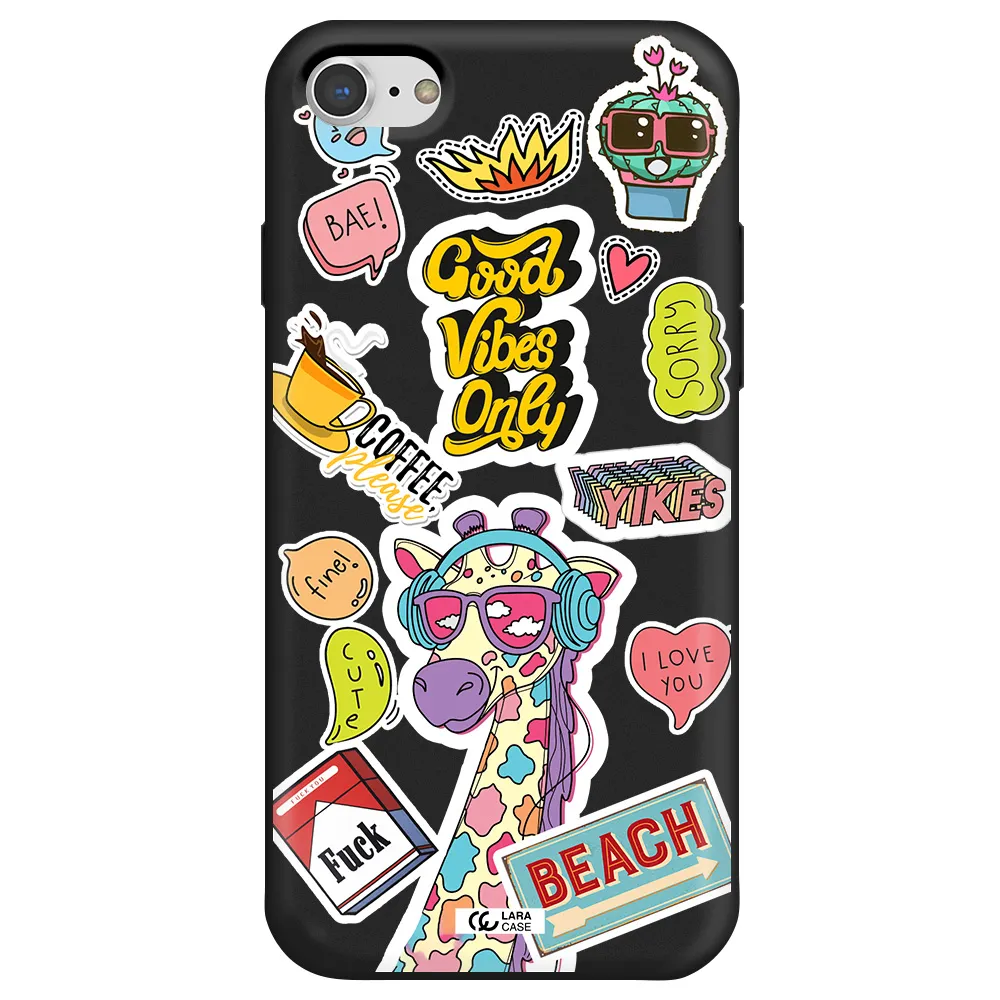 Giraffe Sticker Apple iPhone 7 Silicone black Case