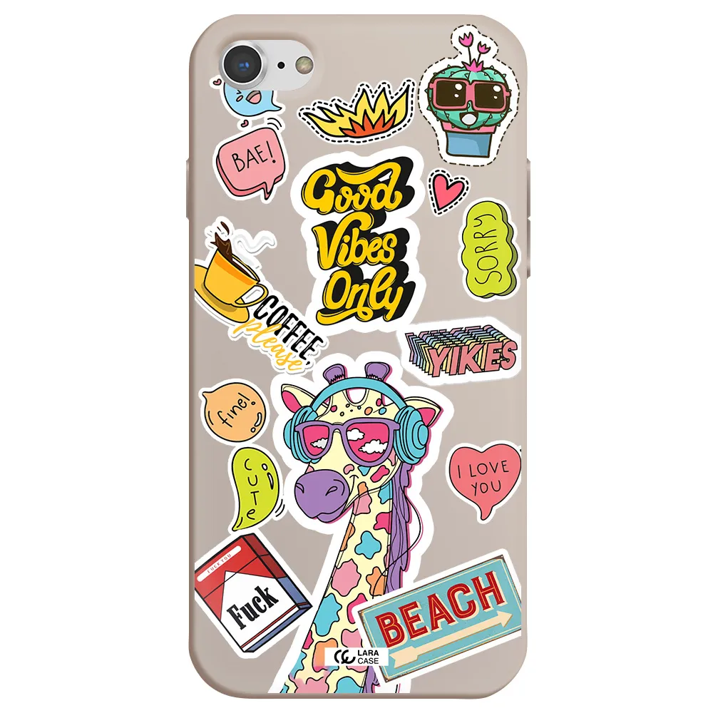Giraffe Sticker Apple iPhone 7 Silicone Stone Case
