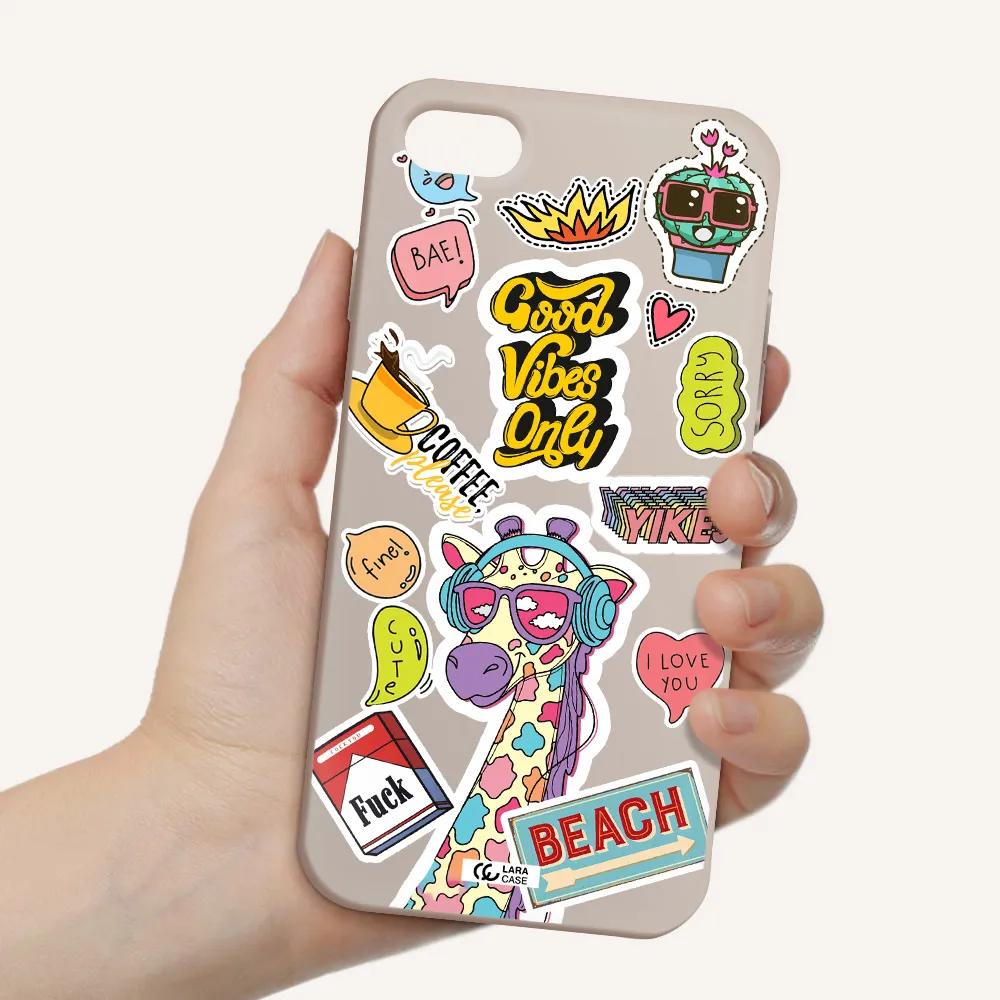 Giraffe Sticker Apple iPhone 7 Silicone Stone Case