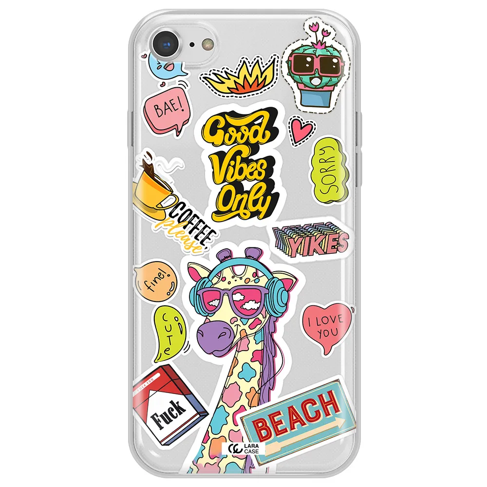 Giraffe Sticker Apple iPhone 8 Clear TPU Case