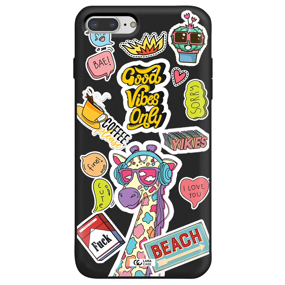 Giraffe Sticker Apple iPhone 8 plus Silicone black Case