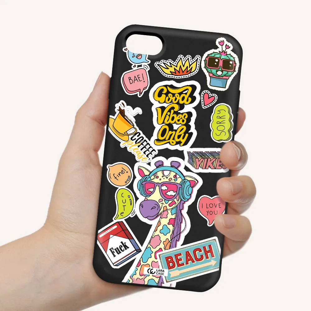 Giraffe Sticker Apple iPhone 8 Silicone black Case