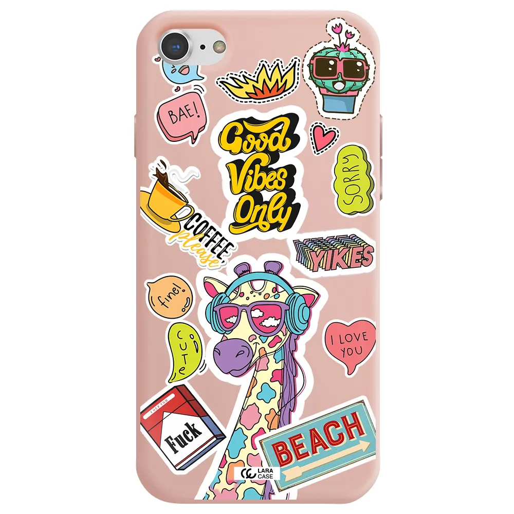 Giraffe Sticker Apple iPhone 8 Silicone pastel pink Case