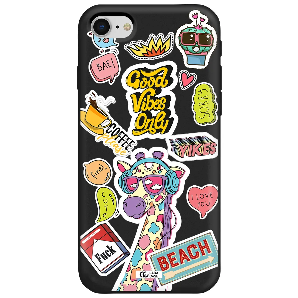 Giraffe Sticker Apple iPhone se 2020 Silicone black Case