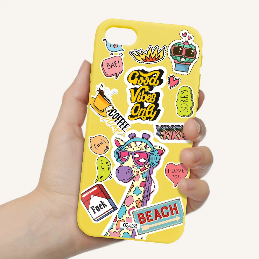 Giraffe Sticker Apple iPhone se 2020 Silicone canary yellow Case