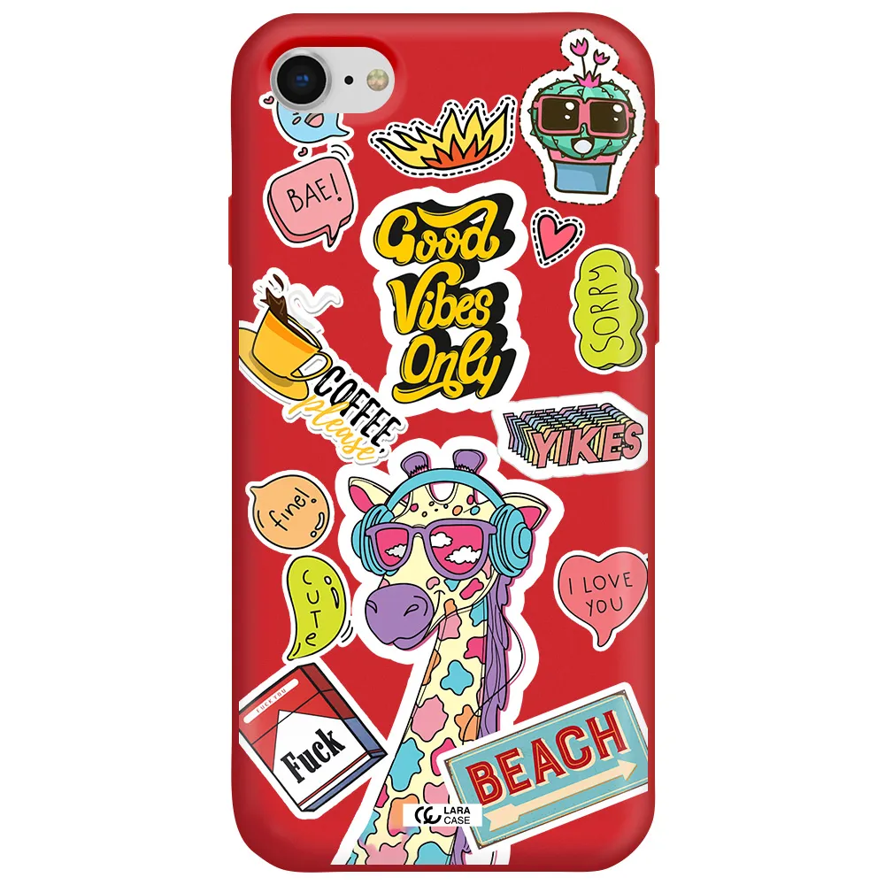Giraffe Sticker Apple iPhone se 2020 Silicone Imperial Red Case