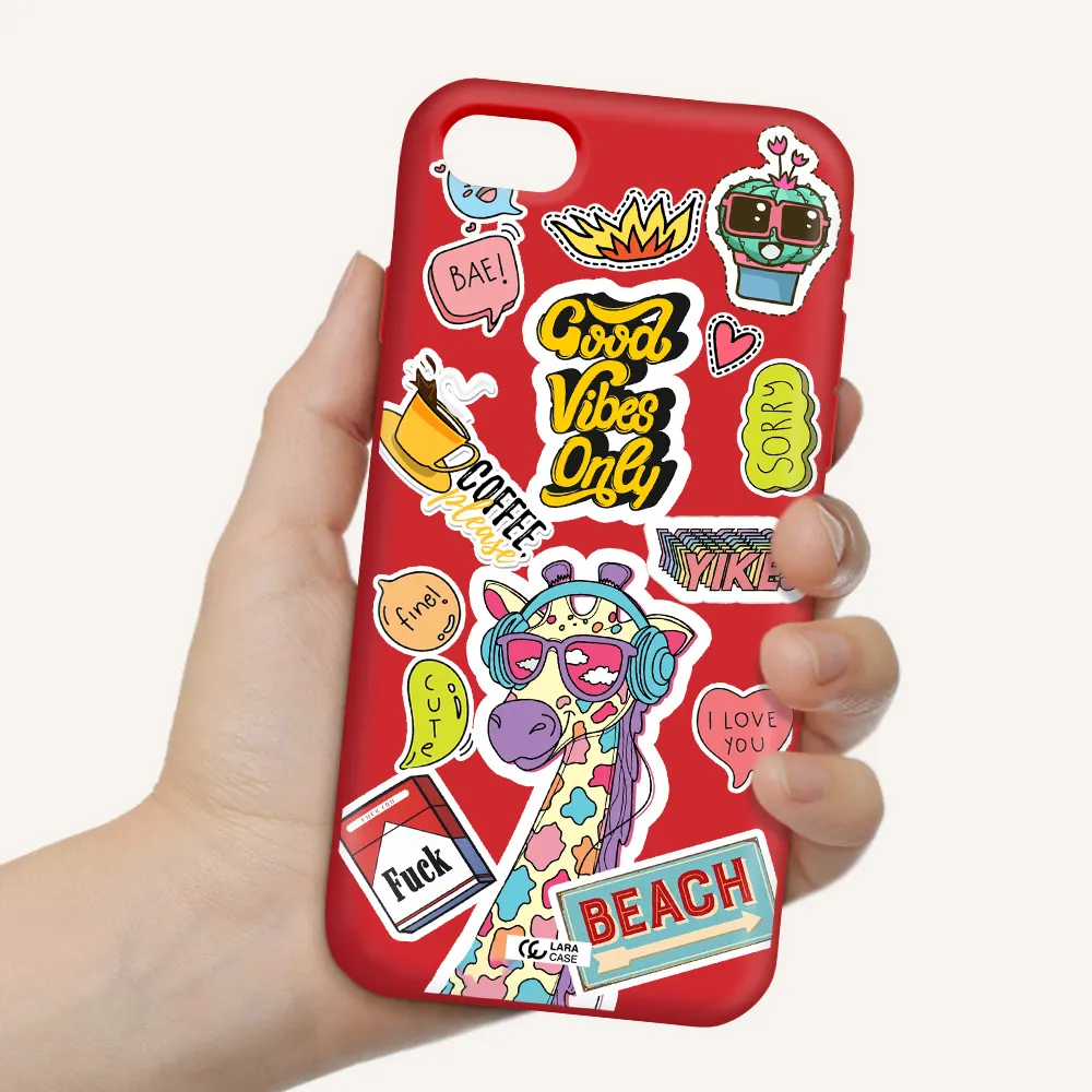 Giraffe Sticker Apple iPhone se 2020 Silicone Imperial Red Case