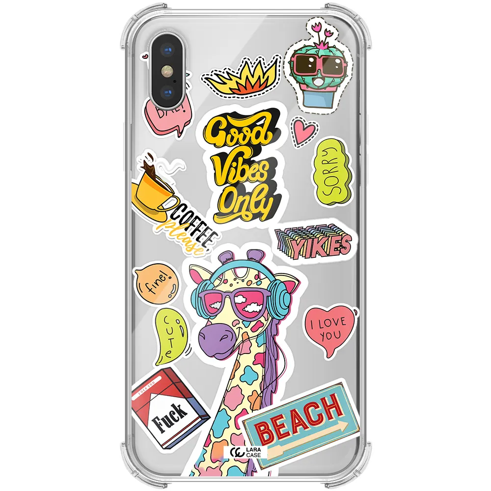 Giraffe Sticker Apple iPhone XS Clear PC Case