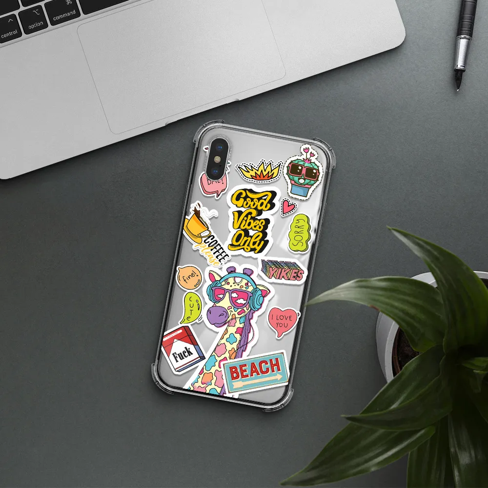Giraffe Sticker Apple iPhone XS Clear PC Case
