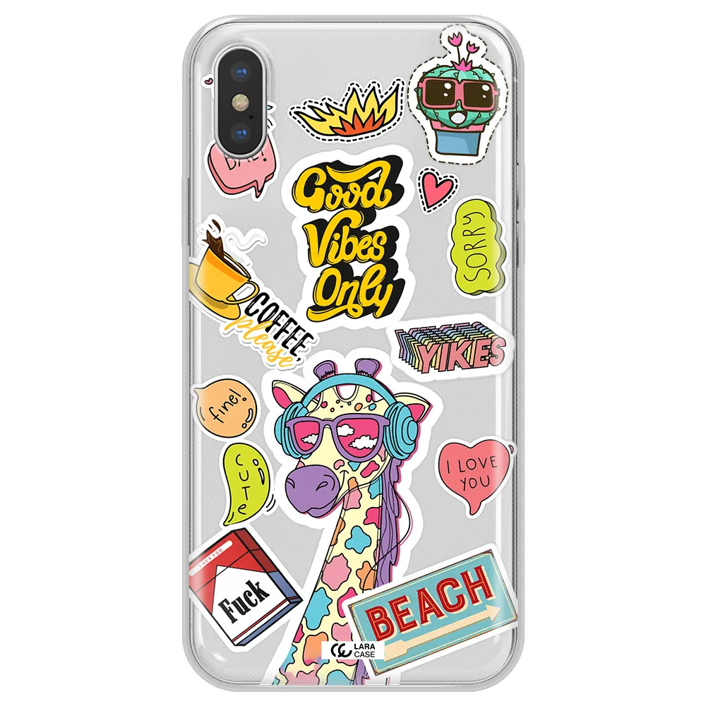 Giraffe Sticker Apple iPhone XS Clear TPU Case