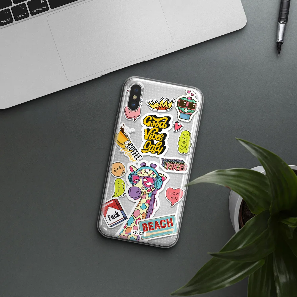 Giraffe Sticker Apple iPhone XS Clear TPU Case