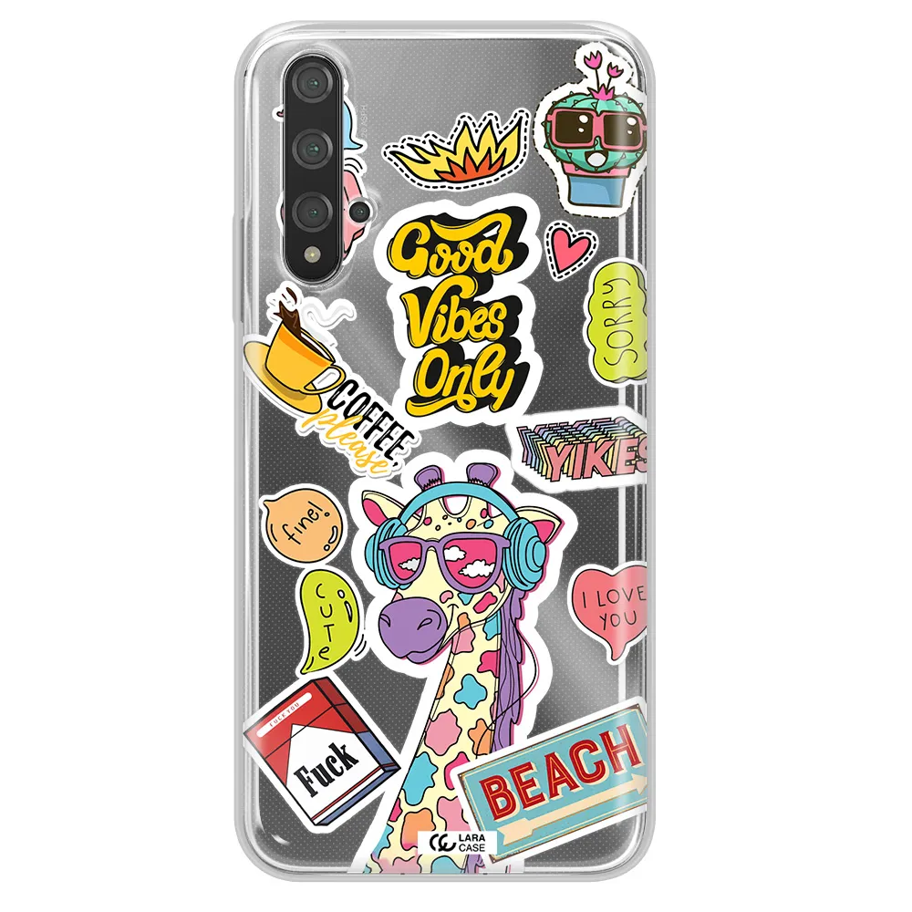 Giraffe Sticker Huawei Nova 5t Clear TPU Case