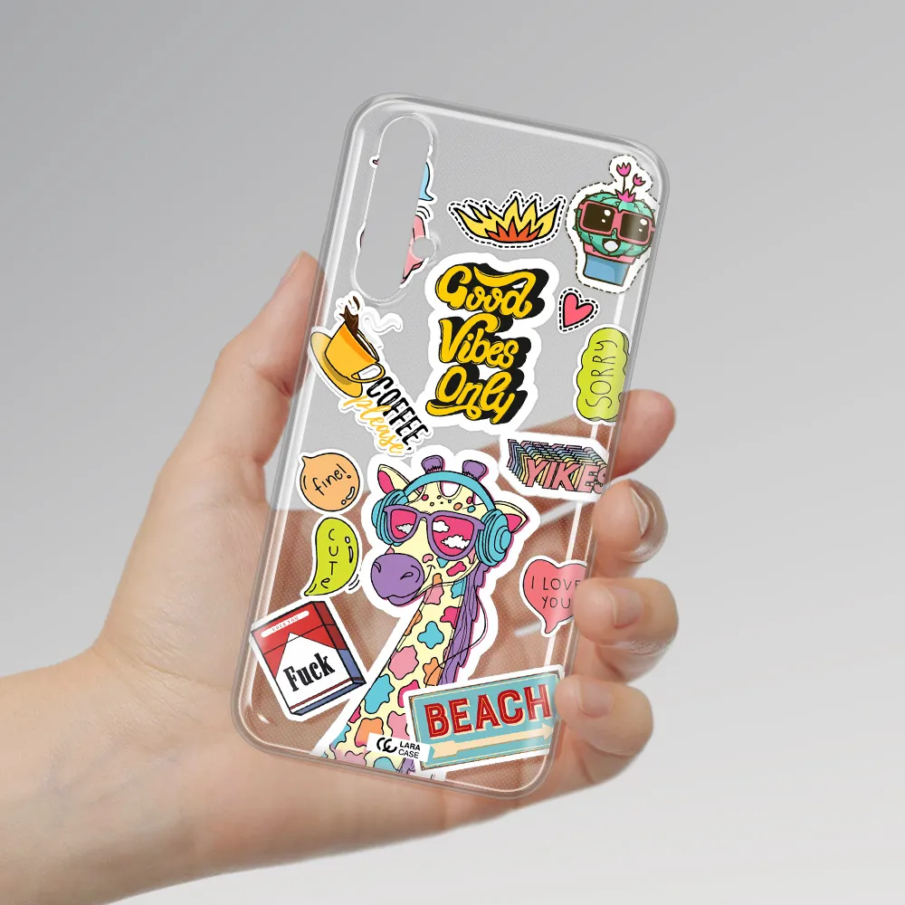 Giraffe Sticker Huawei Nova 5t Clear TPU Case