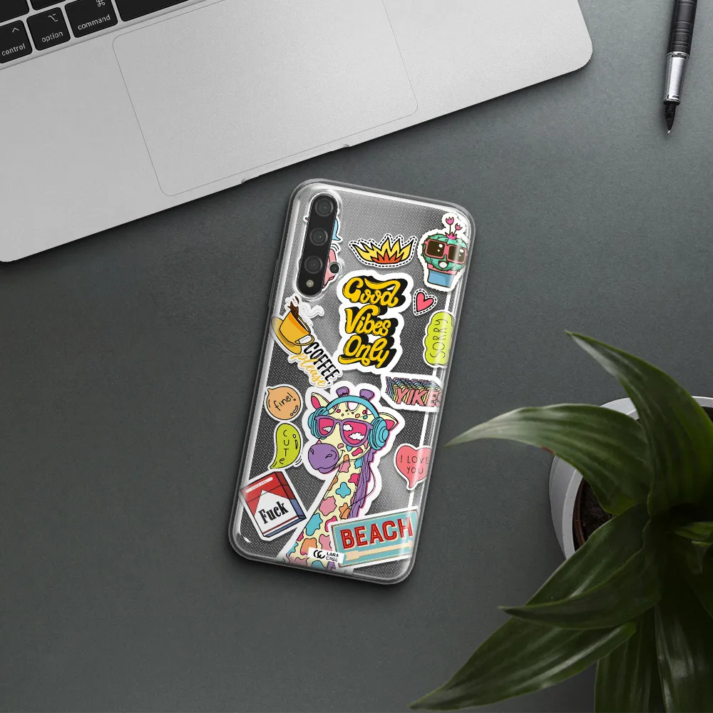 Giraffe Sticker Huawei Nova 5t Clear TPU Case
