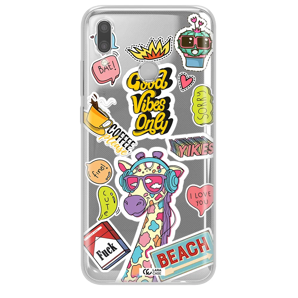 Giraffe Sticker Huawei P Smart 2019 Clear TPU Case