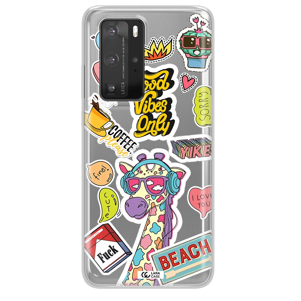 Giraffe Sticker Huawei P40 Pro Clear TPU Case