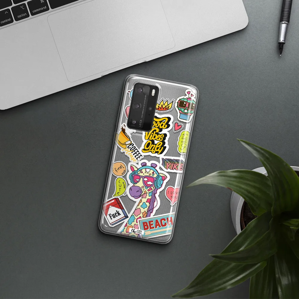 Giraffe Sticker Huawei P40 Pro Clear TPU Case