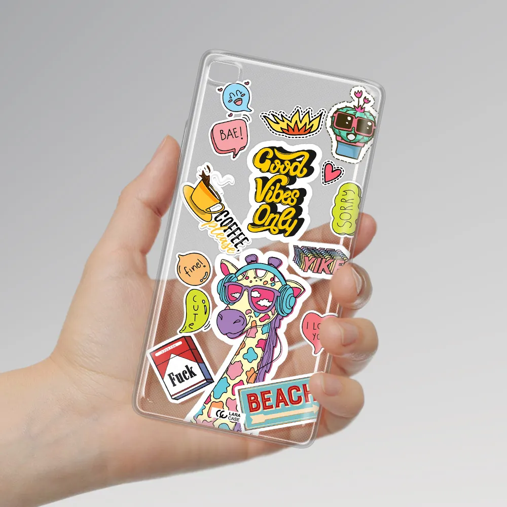 Giraffe Sticker Huawei P8 Clear TPU Case