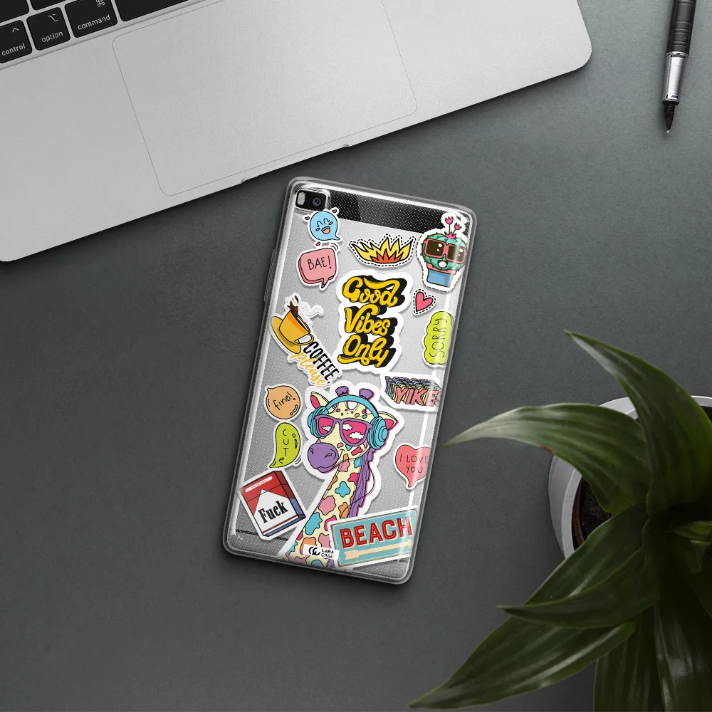 Giraffe Sticker Huawei P8 Clear TPU Case