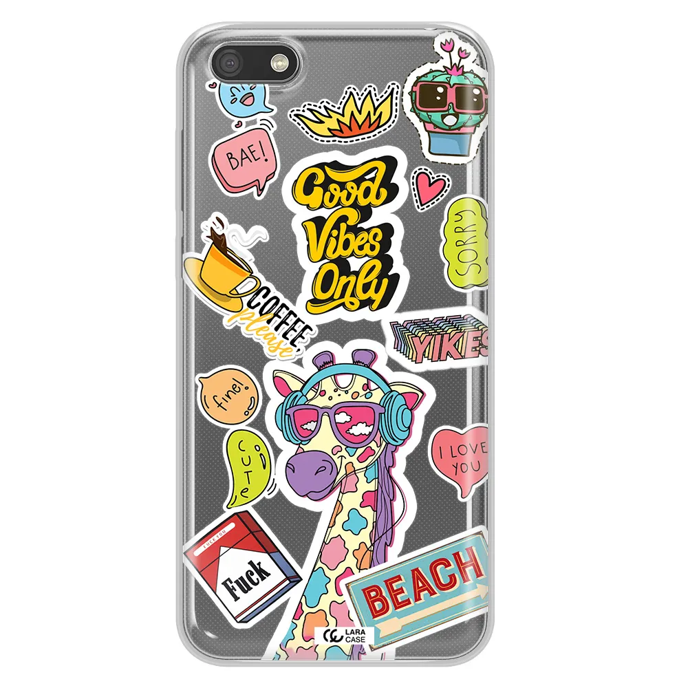 Giraffe Sticker Huawei Y5 2018 Clear TPU Case