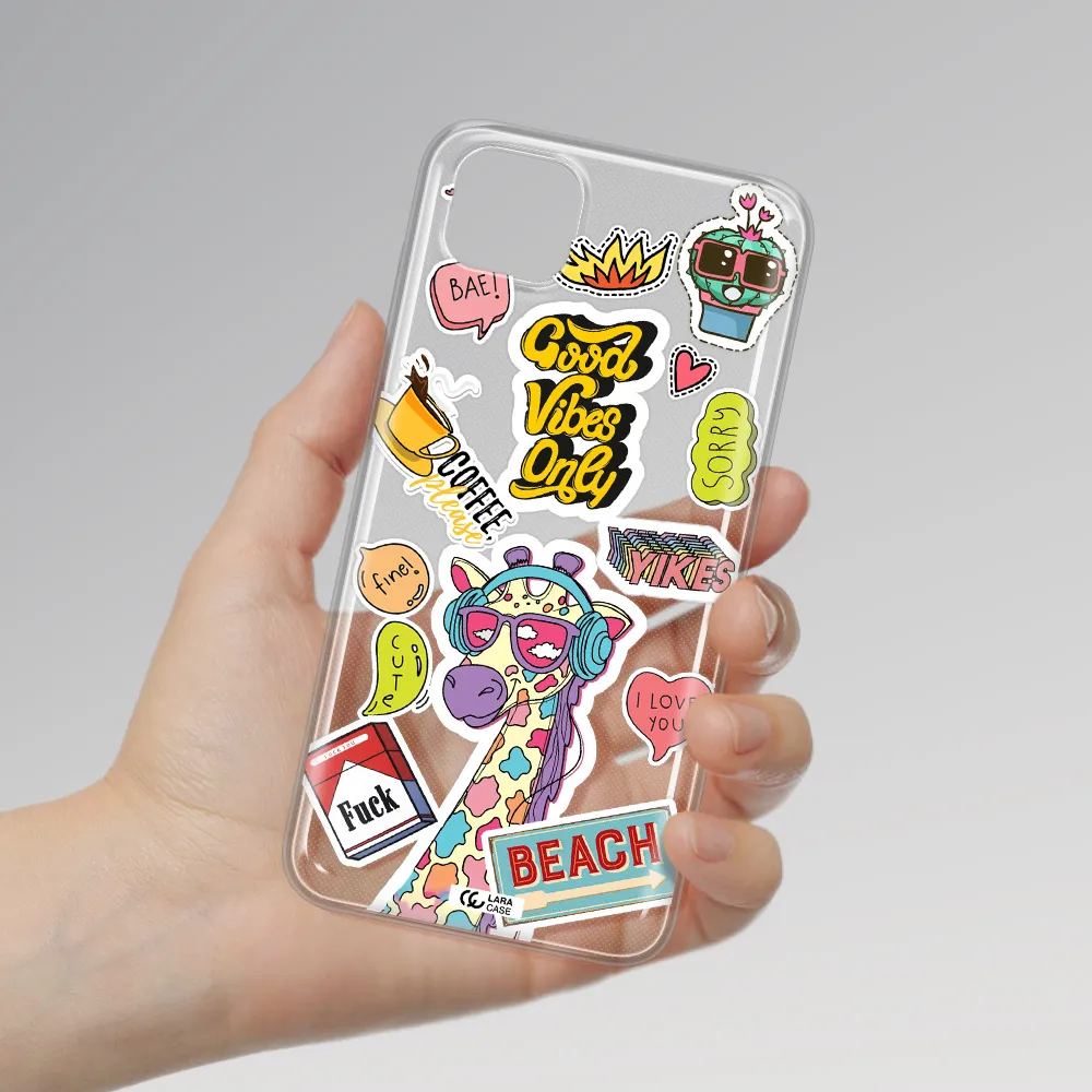 Giraffe Sticker Huawei Y5P Clear TPU Case