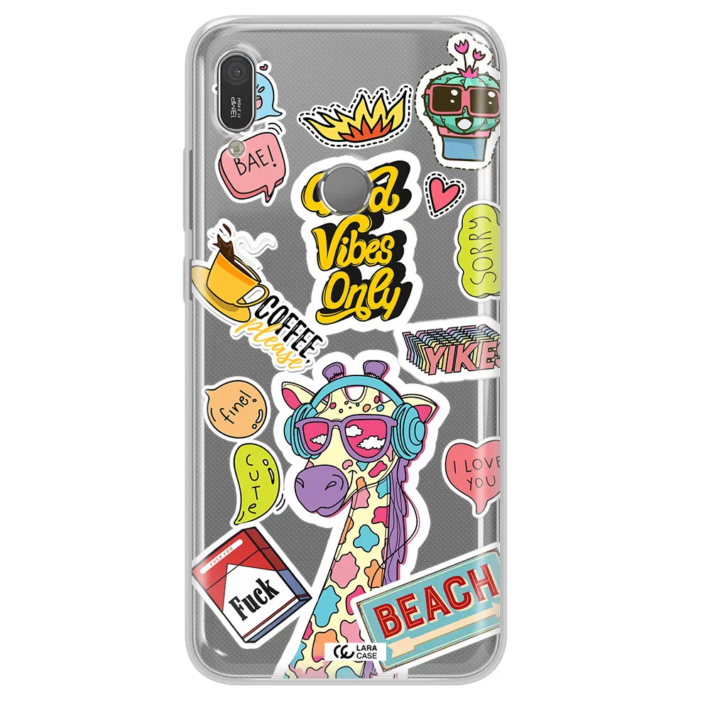 Giraffe Sticker Huawei Y6 2019 Clear TPU Case
