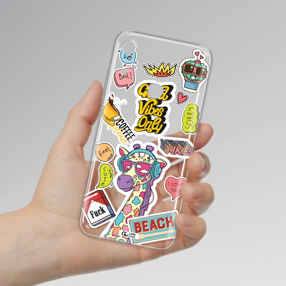 Giraffe Sticker Huawei Y6S Clear TPU Case