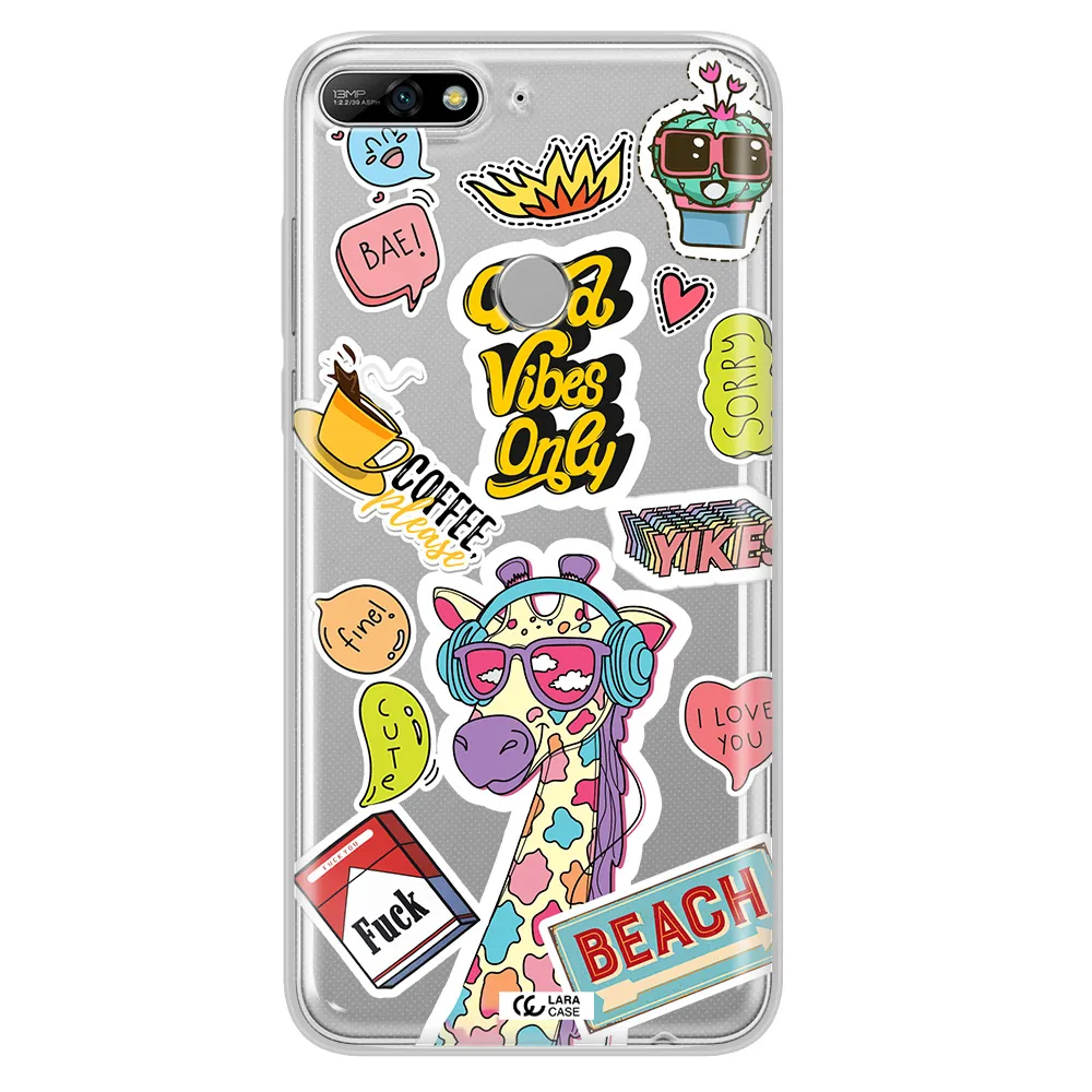 Giraffe Sticker Huawei Y7 2018 Clear TPU Case