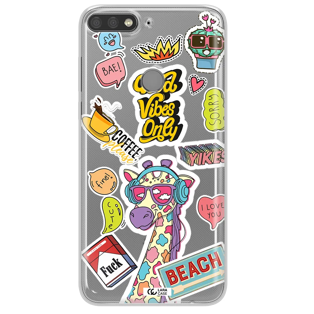 Giraffe Sticker Huawei Y7 Prime 2018 Clear TPU Case